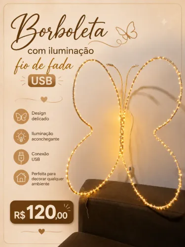 Borboleta iluminada 60cm