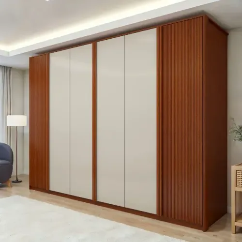 Guarda Roupa Barcelona Ripado Escuro 6 Portas