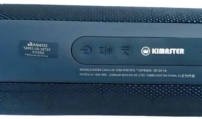 Caixa de Som Portátil Kimaster K450x Bluetooth Azul IPX6 Prova D'Água