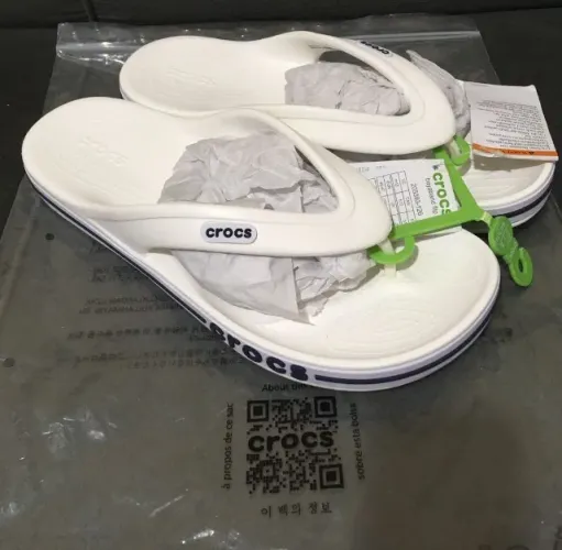 Chinelo Crocs Bayaband Flip White/navy - tamanho 43 - NOVO