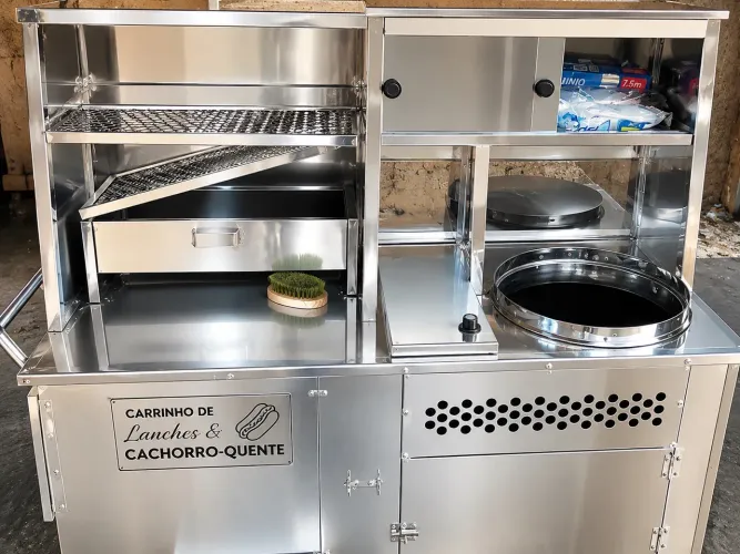 Carrinho de Lanches e Cachorro-Quente em Inox