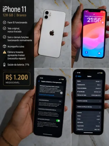 iPhone 11 128GB Branco Completo com Caixa