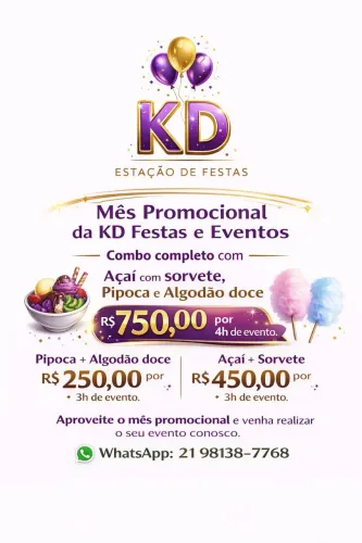 Estação de açaí, sorvete, pipoca e Algodão doce 