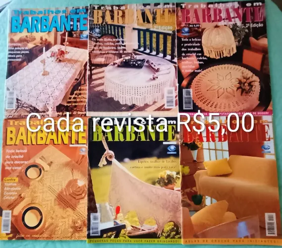 15 revistas Trabalhos em barbante, cada R$ 5,00
