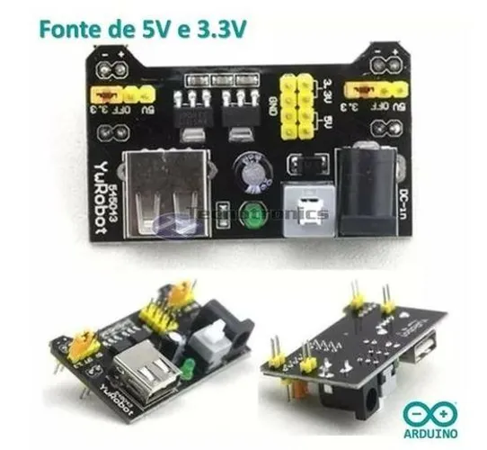 Fonte De Alimentação 3.3v 5v Mb102 Protoboard Arduino - Pic - Automação - COD-AM20