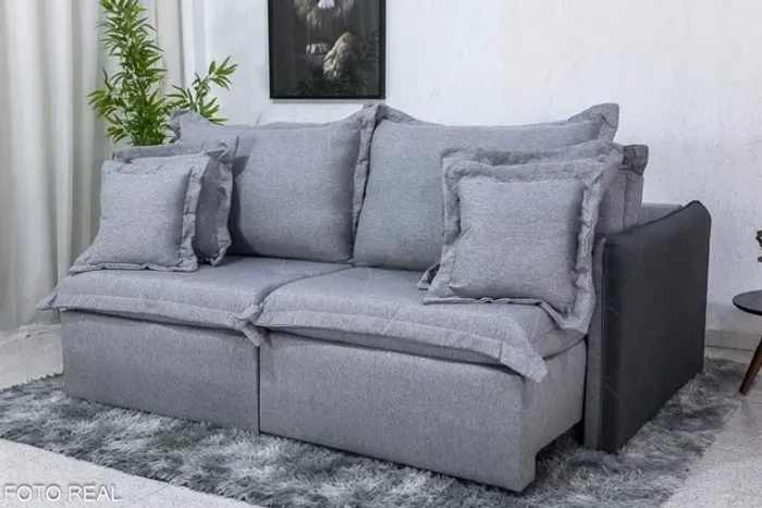 Sofá Retrátil Reclinável Lima Linho Cinza Sem Caixa Frete Grátis - Até 12x