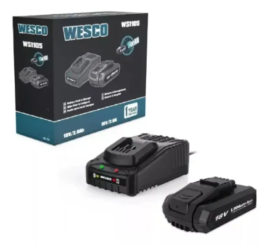 KIT CARREGADOR E BATERIA LITIO 18V 2AH E CARREGADOR WESCO