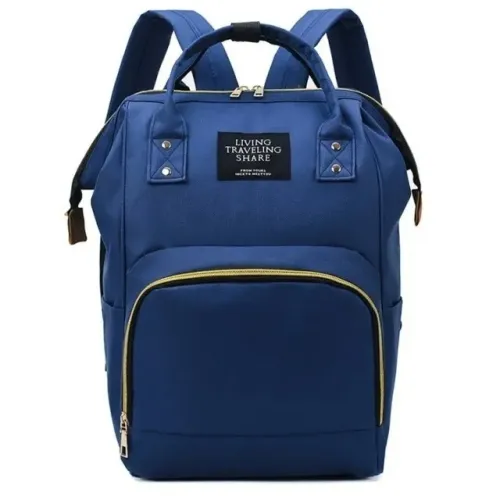 Mochila Multiuso para mamães, papais e bebês. Disponível apenas na cor azul marinho.