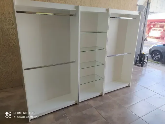 CABIDEIRO DUPLO COM PRATELEIRA DE VIDRO MDF
