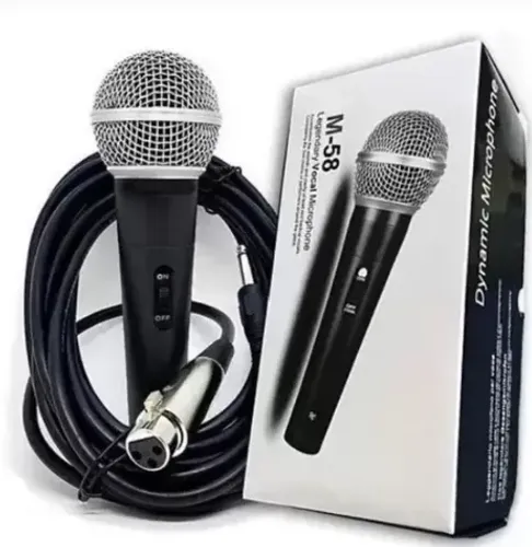 * Microfone Com Fio Dinâmico Profissional Metal Cabo com 5 mts m-58 (z337) 
