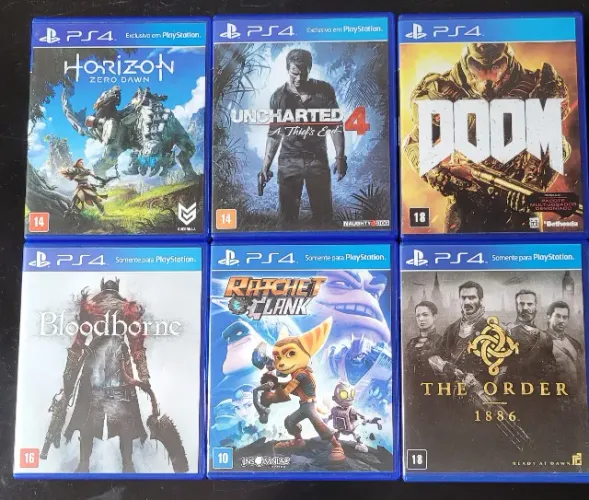 06 Estojos Originais p/ Ps4 c/ Encarte - Sem Jogo (Usado) 