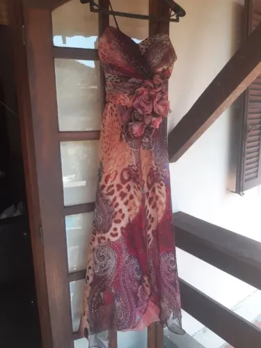 Vestido Longo Festa vinho/marrom 40