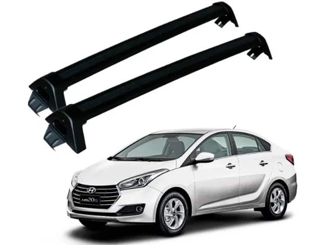Rack Alumínio Hyundai Hb-20 Sedan Preto (teto) 2013 À 2018