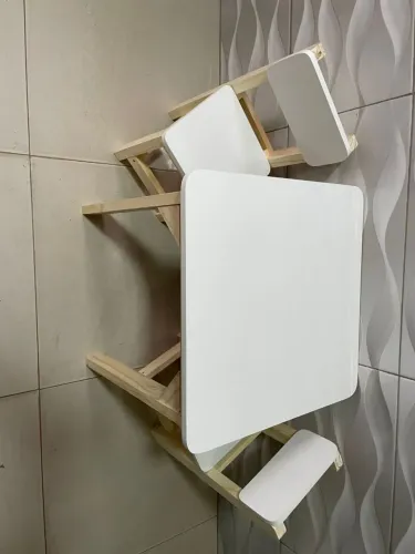 Mesa para criança mdf branco com baú