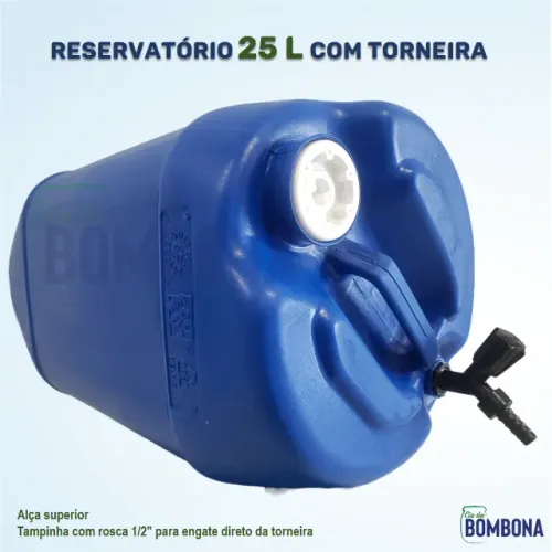 Bombona Reservatório 25 litros com torneira (Galão/Tonel/Tambor)