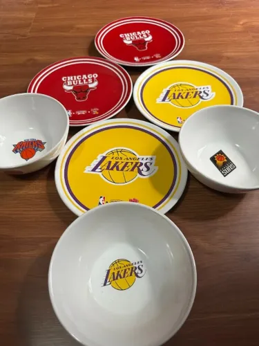 2pratos lakers 2pratos bulls bowl lakers knikcs suns nba 21x21cm basquete prosperidade cer