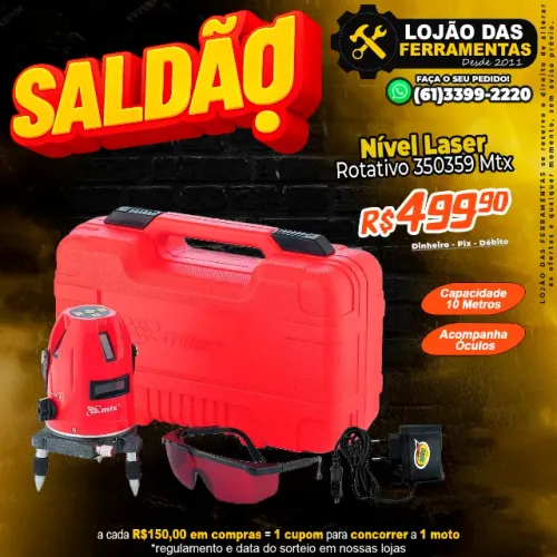 Nível Laser Rotativo 10 Metros 350359 Mtx