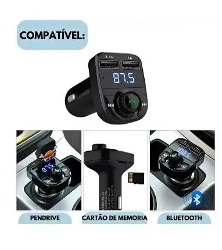 Carregador Transmissor Fm Bluetooth Car X8 Mp3 wpp:43. *