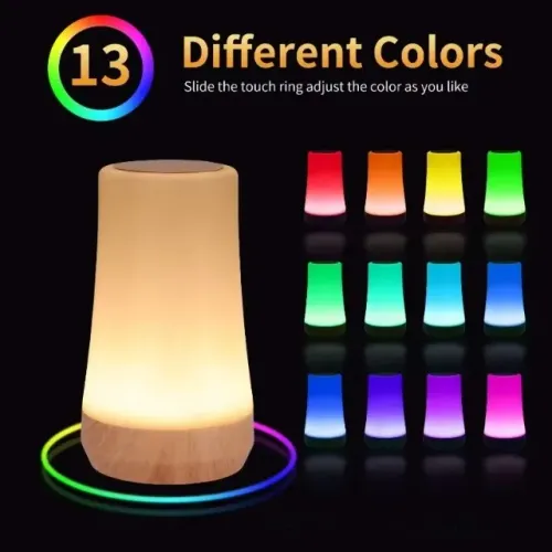 Abajur de Led RGB 13 Cores Acabamento Premium, Luminária de Mesa com função touch Lâmpada 