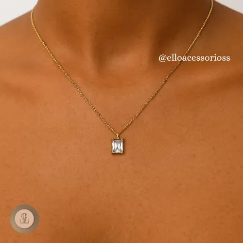 Colar Feminino Com pedra
