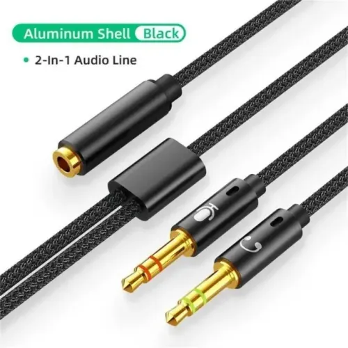 Adaptador Para Fone e Microfone Original Trançado - Cabo Duplicador