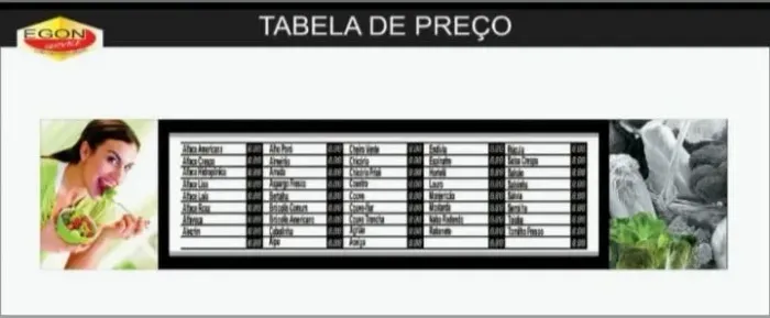 TABELA DE PREÇO PARA HORTIFRUTI