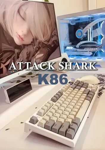 Teclado Gamer Mecanico Sem Fio RGB Attack Shark K86 com Tela Multimidia