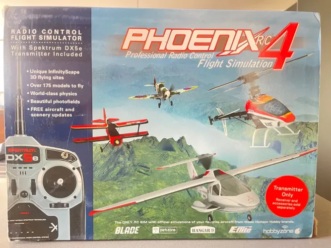 Simulador de voo Phoenix R/C 4 com Radio Spektrum DX5e Novo na Caixa