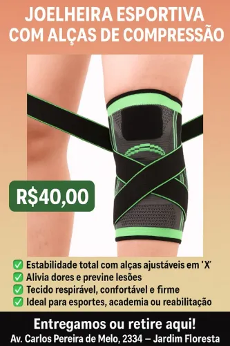 Joelheira Esportiva com Alças de Compressão - R$40,00