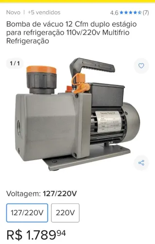 Bomba de vácuo 12 Cfm duplo estágio para refrigeração
