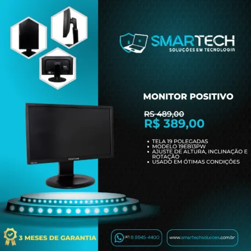Monitor positivo articulado 19 polegadas, com entrada hdmi, dvi, vga - inclui cabos