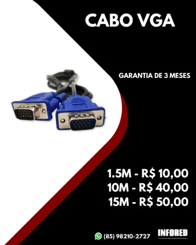 Cabo VGA de Vários Tamanhos