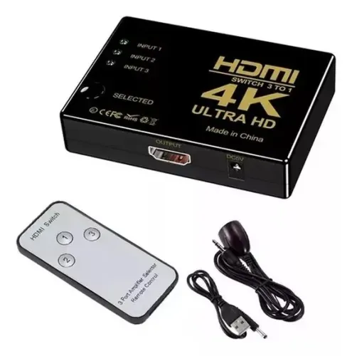 Chaveador Switch Hdmi 3x1 Uhd 4k Pc Projetor Tv Com Controle Novo Hub Loja Coimbra