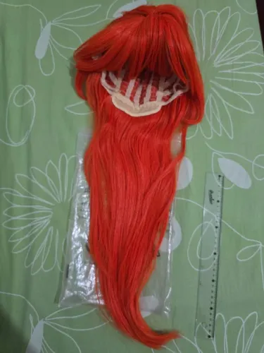 Peruca laranja vibrante para cosplay