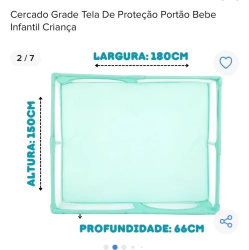Cercado Grade Tela De Proteção Portão Bebê Infantil Criança