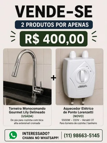 Torneira Gourmet Lilly + Aquecedor Lorenzetti