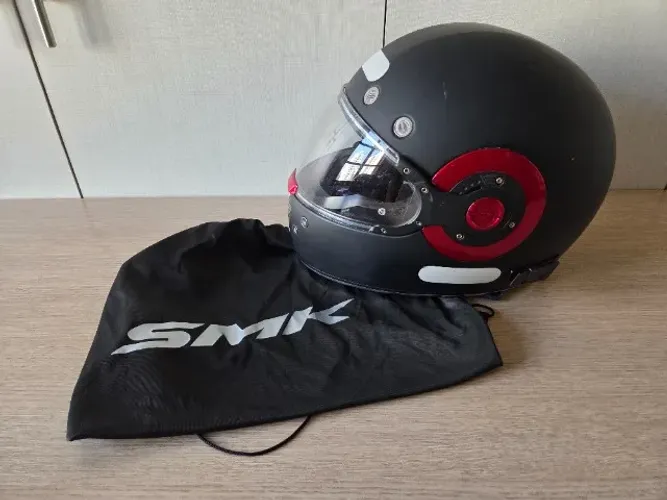 Capacete moto SMK Retro - preto fosco - tamanho 60