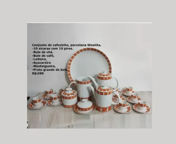 jogo de cafezinho antiga porcelana Steatita, confira descrição na foto