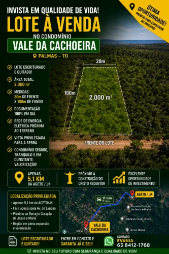 LOTE DE 2.000m² NO CONDOMÍNIO VALE DA CACHOEIRA