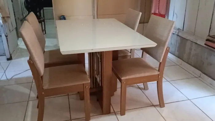 Conjunto de mesa henn Natali 1,20x,80 cor de creme 4 cadeiras