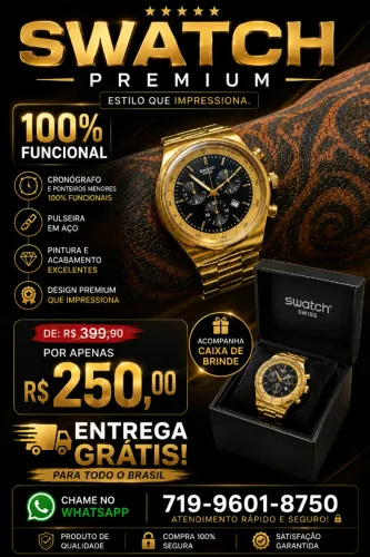 Relógio Cronógrafo Dourado 100% Funcional + Caixa