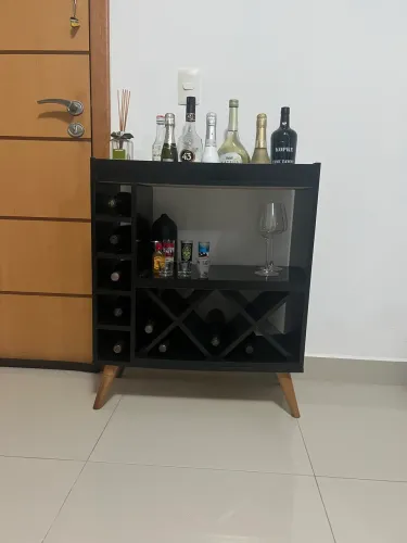 Aparador Bar Adega Retrô Madeira Preto