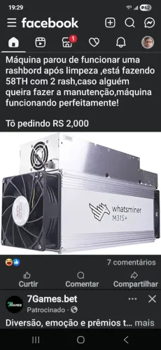 Vendo 3 whatsminer m31s 82th cada 1.500! E uma 60th 1.000