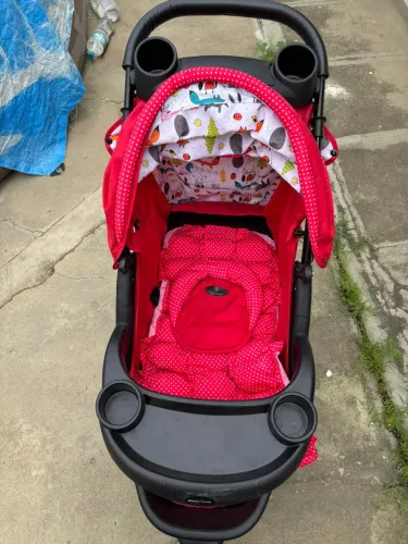 Carrinho de bebê/Baby happy luxo vermelho com bebê conforto