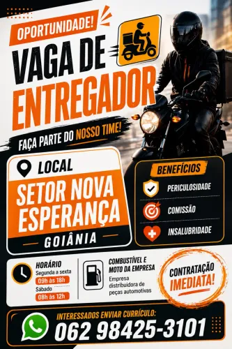 Vaga de entregador motoqueiro motoboy