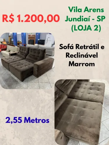 Sofá Retrátil e Reclinável Marrom 2,55 metros