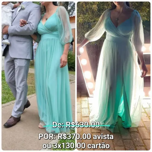 Vestido madrinha verde menta - tam M