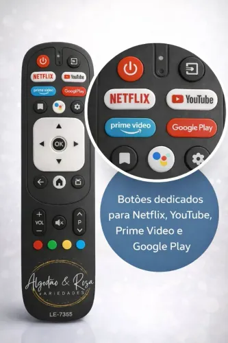 controle Controle Remoto Smart TV Vizzion Android LE-7355 - Netflix / YouTube / Prime
