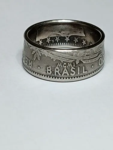 Anel feito de moeda brasileira de 1901, aro 21 