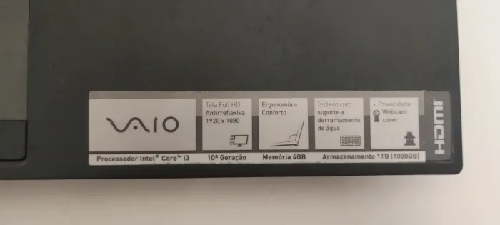 Notebook Vaio core i3 4gb 1tb